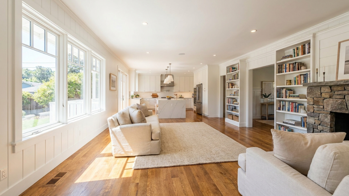 "Full home remodeling cost Marin County CA — finished craftsman renovation with open plan living"