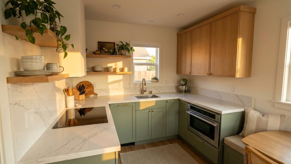 Finished ADU kitchen after remodeling project in the Bay Area